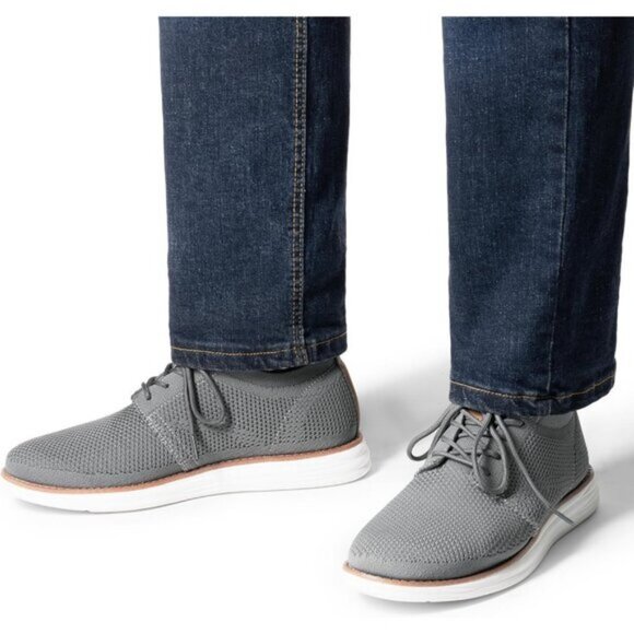 ⚡Bruno Marc Men Dark Grey Knit Flex Mesh Oxfords Lace-Up Lightweight Sneakers - Picture 7 of 7